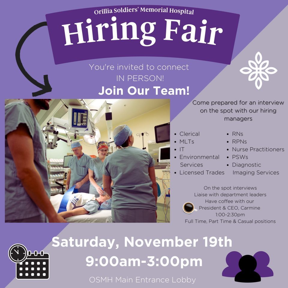 OSMH Hosts In-Person Hiring Day This Saturday